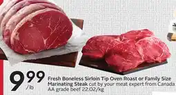 Sobeys Fresh Boneless Sirloin Tip Oven Roast or Family Size Marinating Steak offer