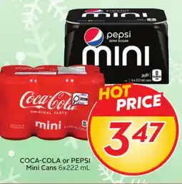 Sobeys COCA-COLA or PEPSI Mini Cans offer