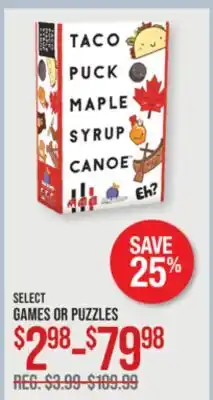 Cabela's SELECT GAMES OR PUZZLES offer