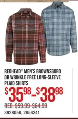 Cabela's REDHEAD MEN'S BROWNSBORO OR WRINKLE FREE LONG-SLEEVE PLAID SHIRTS offer