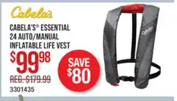 Cabela's CABELA'S ESSENTIAL 24 AUTO/MANUAL INFLATABLE LIFE VEST offer