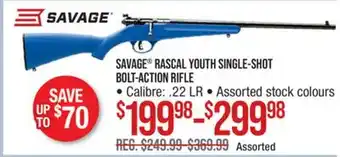 Cabela's SAVAGE RASCAL YOUTH SINGLE-SHOT BOLT-ACTION RIFLE offer
