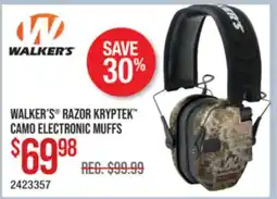 Cabela's WALKER'S RAZOR KRYPTEK CAMO ELECTRONIC MUFFS offer