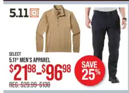 Cabela's SELECT 5.11 MEN'S APPAREL offer
