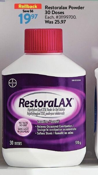 Walmart Restoralax Powder 30 Doses offer