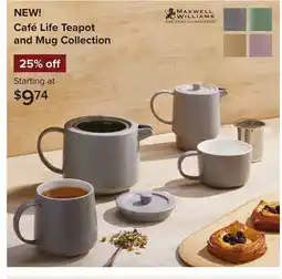 Linen Chest Maxwell Williams Café Life Teapot and Mug Collection offer