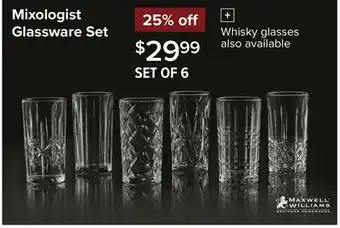 Linen Chest Maxwell Williams Mixologist Glassware Set offer
