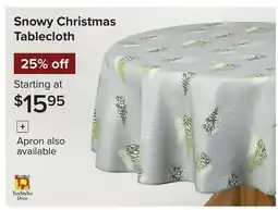 Linen Chest Snowy Christmas Tablecloth Apron offer