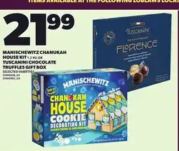 Loblaws MANISCHEWITZ CHANUKAH HOUSE KIT, 1.2 KG OR TUSCANINI CHOCOLATE TRUFFLES GIFT BOX offer