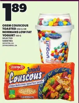 Loblaws OSEM COUSCOUS TOASTED, 250 G OR NORMANS LOW FAT YOGURT, 150 G offer