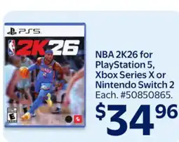 Walmart NBA 2K26 PlayStation 5, Xbox Series X, or Nintendo Switch 2 offer