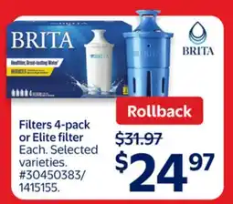 Walmart Filters 4-pack or Elite filter offer