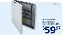 Walmart Mainstays 6' Fold-in-half plastic table offer