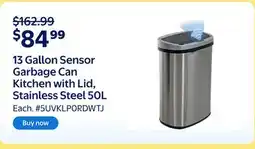 Walmart 13 Gallon Sensor Garbage Can Kitchen with Lid, Stainless Steel 50L offer