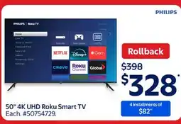 Walmart 50 4K UHD Roku Smart TV offer