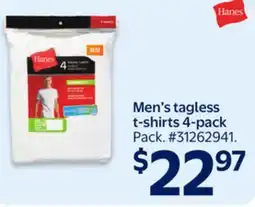 Walmart Men's tagless t-shirts 4-pack offer