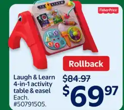 Walmart Laugh & Learn 4-in-1 activity table & easel offer