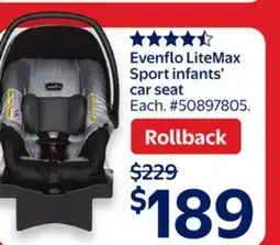 Walmart Evenflo LiteMax Sport infants' car seat offer