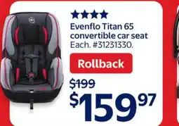 Walmart Evenflo Titan 65 convertible car seat offer