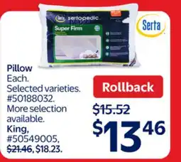 Walmart Serta Pillow offer
