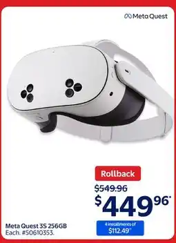 Walmart Meta Quest 3S 256GB offer