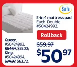 Walmart Serta 5-in-1 mattress pad offer
