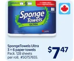Walmart SpongeTowels Ultra 3=6 paper towels offer