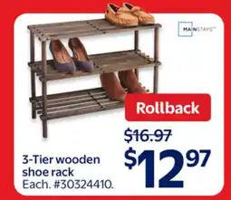Walmart 3-Tier wooden shoe rack offer
