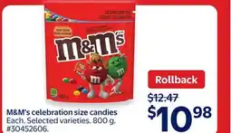 Walmart M&M's celebration size candies offer