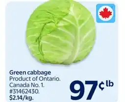 Walmart Green cabbage offer