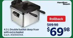 Walmart 4.5 L Double Basket Deep Fryer With Extra Basket offer