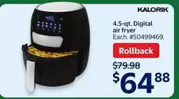 Walmart KALORIK 4.5-qt. Digital air fryer offer