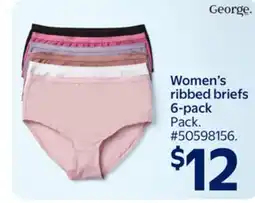 Walmart George Women's ribbed briefs 6-pack offer