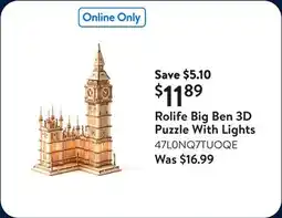 Walmart Rolife Big Ben 3D Puzzle With Lights offer