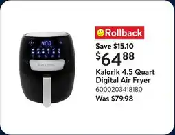 Walmart Kalorik 4.5 Quart Digital Air Fryer offer