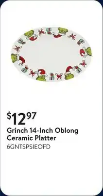 Walmart Grinch 14-Inch Oblong Ceramic Platter offer
