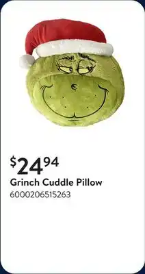 Walmart Grinch Cuddle Pillow offer