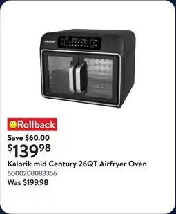 Walmart Kalorik mid Century 26QT Airfryer Oven offer