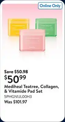 Walmart Mediheal Teatree, Collagen, & Vitamide Pad Set​ offer