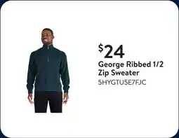 Walmart George Ribbed 1/2 Zip Sweater offer