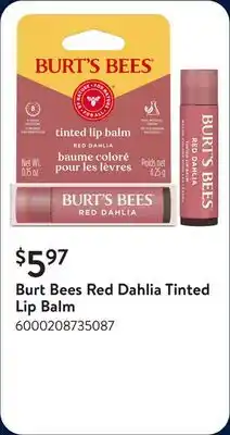 Walmart Burt Bees Red Dahlia Tinted Lip Balm offer