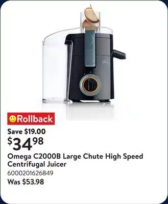 Walmart Omega C2000B Large Chute High Speed Centrifugal Juicer offer