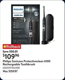 Walmart Philips Sonicare Protectiveclean 6100 Rechargeable Toothbrush offer