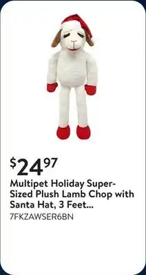 Walmart Multipet Holiday Super-Sized Plush Lamb Chop with Santa Hat, 3 Feet Tall Dog Toy offer
