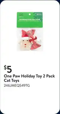 Walmart One Paw Holiday Toy 2 Pack Cat Toys offer