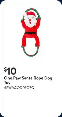 Walmart One Paw Santa Rope Dog Toy offer