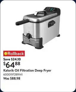Walmart Kalorik Oil Filtration Deep Fryer offer