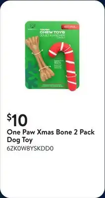 Walmart One Paw Xmas Bone 2 Pack Dog Toy offer