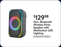 Walmart Onn. Bluetooth Wireless Party Speaker with Multicolour LED Lighting offer