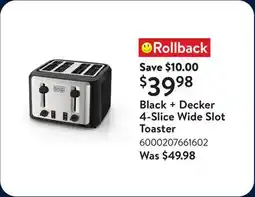 Walmart Black + Decker 4-Slice Wide Slot Toaster offer